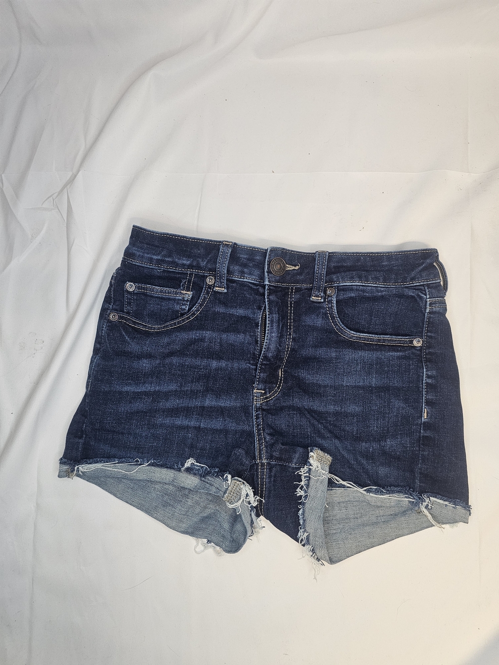 American Eagle Outfitters Dark Blue Distressed Denim Shorts